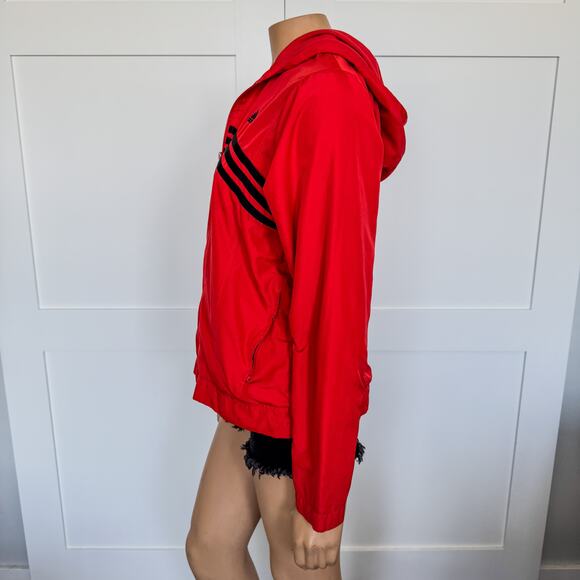 2004 Vintage Adidas-Lightweight Zip Up Hoodie Track Jacket-Red/Black-Size Medium - Picture 4 of 11